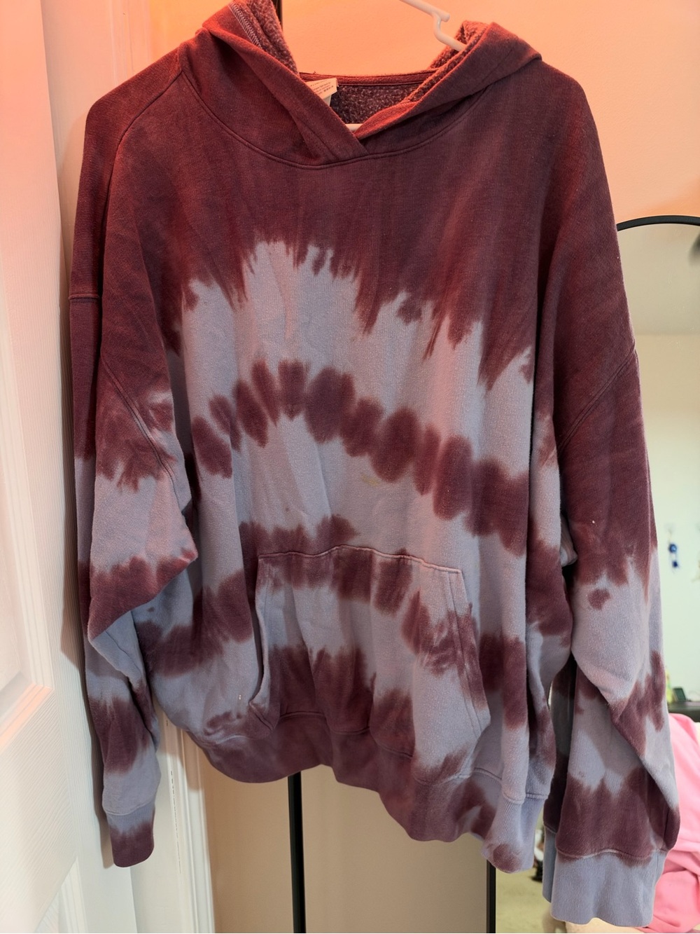 PINK Victoria's Secret Tie-Dye Zip-Up Hoodie - Maroon and Light blue